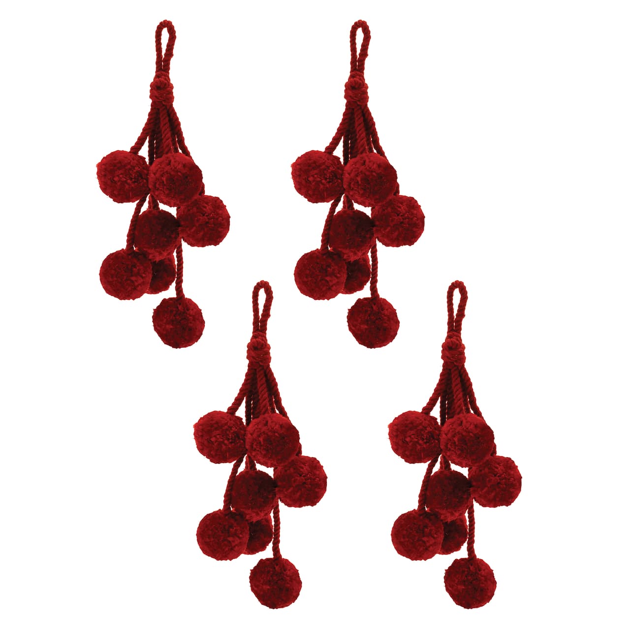 14.5" Pom Pom Cluster Drop Ornaments, 4ct.